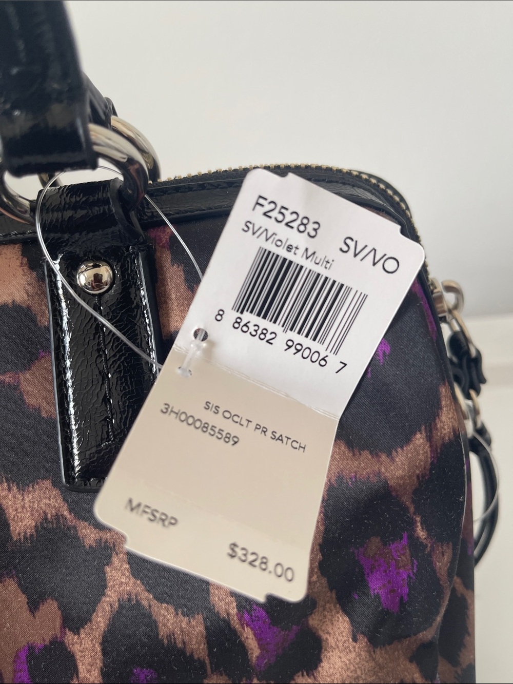 Coach Black and Purple Leopard Print Satchel - Picture 6 of 6
